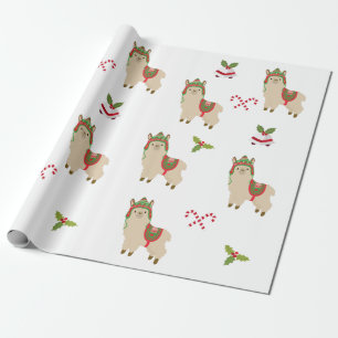 Niedlich Urlaub Weihnachten Llama Alpaca Geschenkpapier