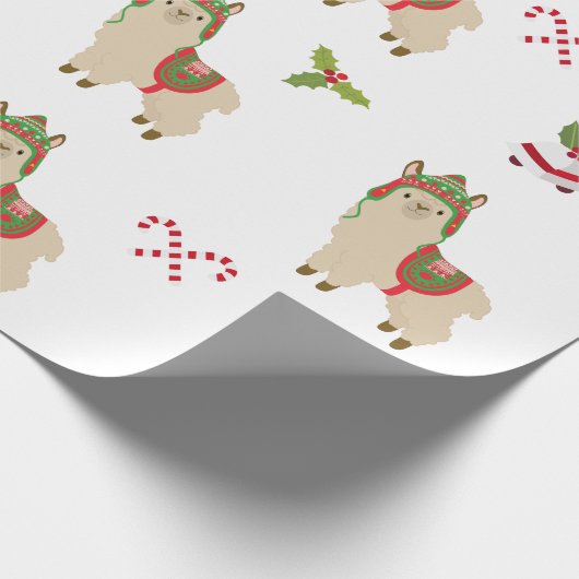 Niedlich Urlaub Weihnachten Llama Alpaca Geschenkpapier (Ecke)