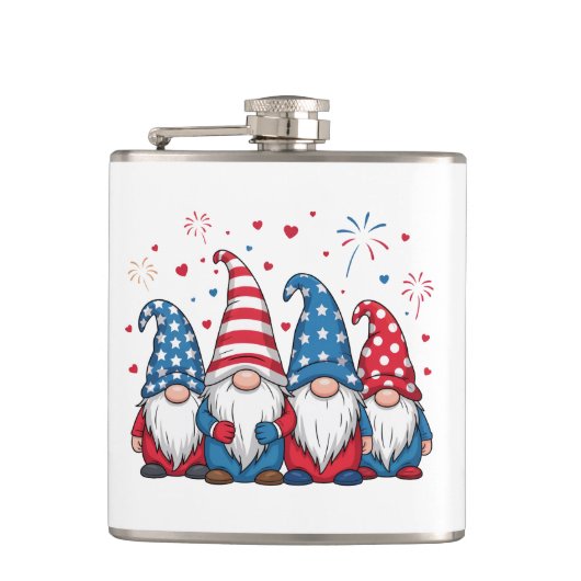 Niedlich USA Gnomes Cartoon-68123 Flachmann (Vorderseite)