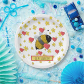 Niedlich Valentine Bumblebee Daisy Pink Herz Pappteller (Party)