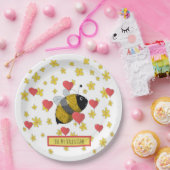 Niedlich Valentine Bumblebee Daisy Pink Herz Pappteller (Party)