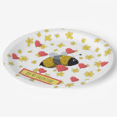 Niedlich Valentine Bumblebee Daisy Pink Herz Pappteller (Schrägansicht)