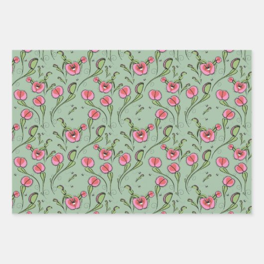 Niedlich Valentine Carnivoren Venus Flytrap Pflanz Geschenkpapier Set (Vorderseite 2)