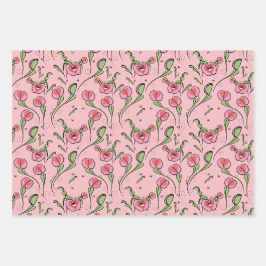 Niedlich Valentine Carnivoren Venus Flytrap Pflanz Geschenkpapier Set (Vorderseite 3)