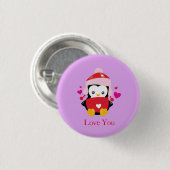 Niedlich Valentine Cartoon Pinguin Button (Vorne & Hinten)