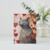 Niedlich Valentine Cat Postkarte (Stehend Vorderseite)