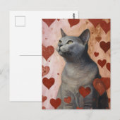 Niedlich Valentine Cat Postkarte (Vorne/Hinten)
