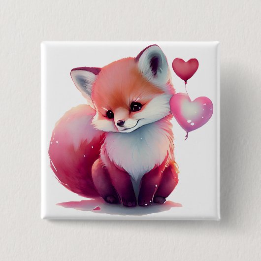 Niedlich Valentine Fox Button (Vorderseite)