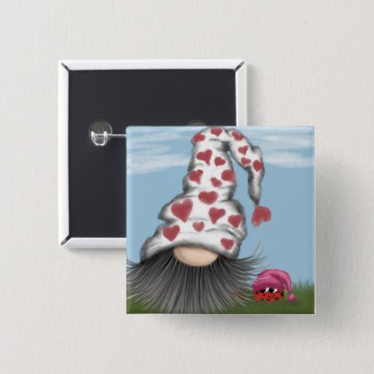 Niedlich Valentine Gnome Button (Vorne & Hinten)