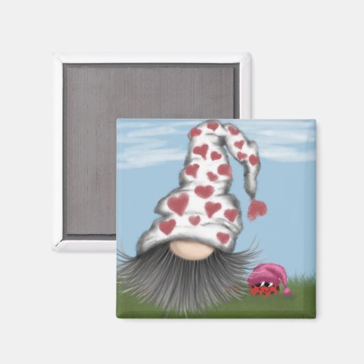 Niedlich Valentine Gnome Magnet (Vorderseite/Rückseite)