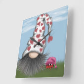 Niedlich Valentine Gnome Quadratische Wanduhr (Winkel)
