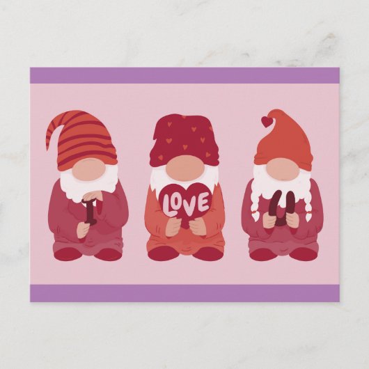 Niedlich Valentine Gnomes I Liebe You Art Postkarte (Vorderseite)