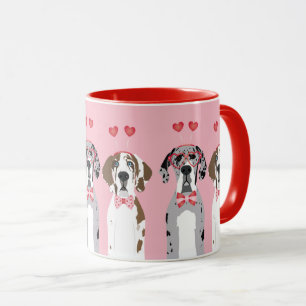 Niedlich Valentine Great Dane Hunde Rosa Rot Tasse