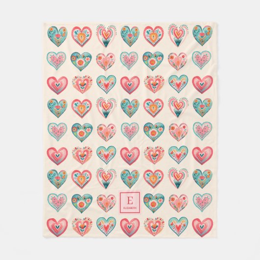 Niedlich Valentine Herzmuster Fleece Blanket (Vorderseite)