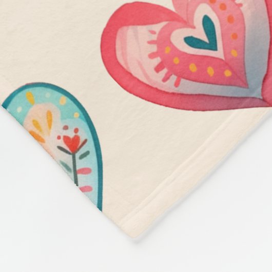 Niedlich Valentine Herzmuster Fleece Blanket (Ecke)