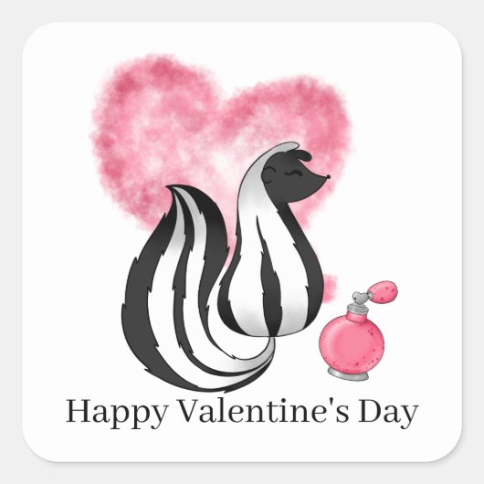 Niedlich Valentine Holiday skunk Quadratischer Aufkleber (Vorderseite)