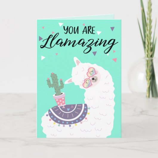 Niedlich Valentine Llama Feiertagskarte (Vorderseite)