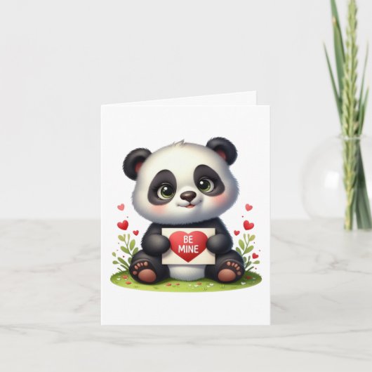 Niedlich Valentine Panda Mine Feiertagskarte (Vorderseite)
