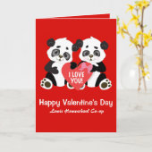 Niedlich Valentine Pandas Homeschool Card Karte (Gelbe Blume)