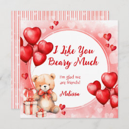 Niedlich Valentine Teddy mit Red Hearts Klassenzim Feiertagskarte