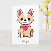 Niedlich Valentine Welppy Karte (Gelbe Blume)