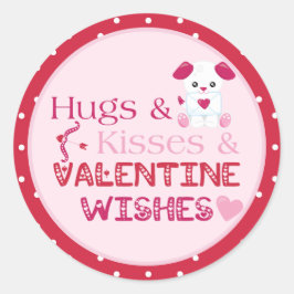Niedlich Valentine Wishs Welppy Hugs Kisses Runder Aufkleber