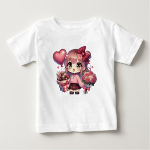 Niedlich Valentinstag-Anime Baby T-shirt