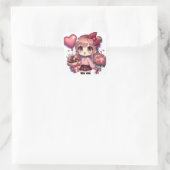 Niedlich Valentinstag-Anime Quadratischer Aufkleber (Tasche)