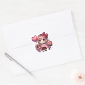 Niedlich Valentinstag-Anime Quadratischer Aufkleber (Umschlag)