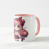Niedlich Valentinstag-Anime Tasse (VorderseiteRechts)