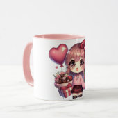 Niedlich Valentinstag-Anime Tasse (Vorderseite Links)