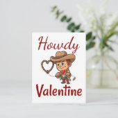 Niedlich Valentinstag Cowboy "Howdy Valentine" Postkarte (Stehend Vorderseite)