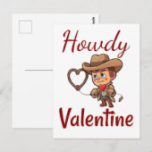 Niedlich Valentinstag Cowboy "Howdy Valentine" Postkarte (Vorne/Hinten)