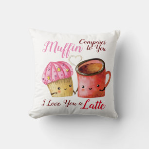 Niedlich Valentinstag Cupcake und Kaffee Tasse Cou Kissen