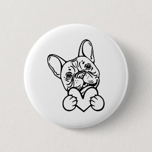 Niedlich Valentinstag Franzose Bulldog Lover Button