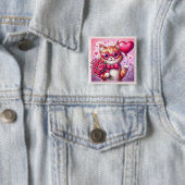 Niedlich Valentinstag Katze/Kätzchen Button (Beispiel)