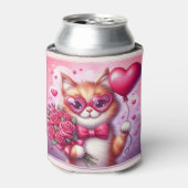 Niedlich Valentinstag Katze/Kätzchen Dosenkühler (Kanne Vorderseite)