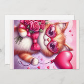 Niedlich Valentinstag Katze/Kätzchen Feiertagskarte (Vorne/Hinten)