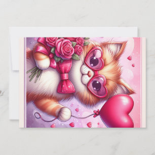 Niedlich Valentinstag Katze/Kätzchen Feiertagskarte