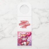 Niedlich Valentinstag Katze/Kätzchen Flaschenanhänger (Vorderseite)