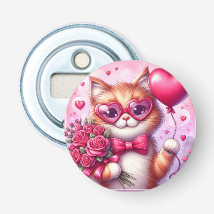 Niedlich Valentinstag Katze/Kätzchen Flaschenöffner