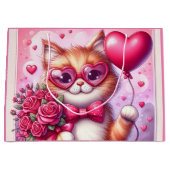 Niedlich Valentinstag Katze/Kätzchen Große Geschenktüte (Vorderseite)