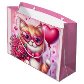 Niedlich Valentinstag Katze/Kätzchen Große Geschenktüte (Rückseite Schrägansicht)