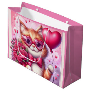 Niedlich Valentinstag Katze/Kätzchen Große Geschenktüte