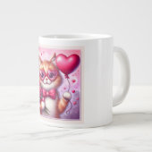 Niedlich Valentinstag Katze/Kätzchen Jumbo-Tasse (Vorderseite Rechts)