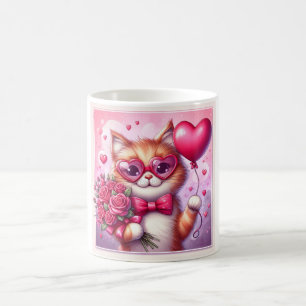 Niedlich Valentinstag Katze/Kätzchen Kaffeetasse
