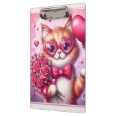 Niedlich Valentinstag Katze/Kätzchen Klemmbrett (Links)
