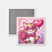 Niedlich Valentinstag Katze/Kätzchen Magnet (Vorderseite/Rückseite)
