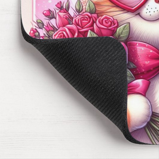 Niedlich Valentinstag Katze/Kätzchen Mousepad (Ecke)