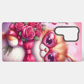 Niedlich Valentinstag Katze/Kätzchen Samsung Galaxy Hülle (Rückseite (Horizontal))